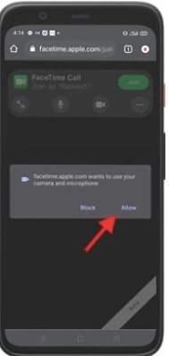 Allow the Access your camera and microphone in Your Device for FaceTime