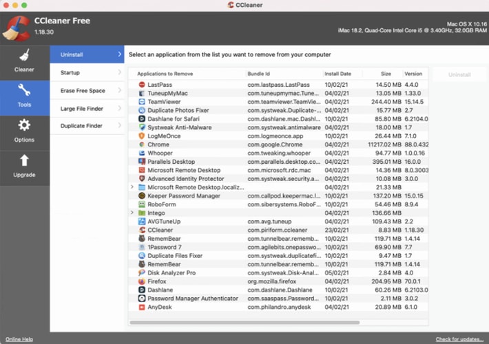 CCleaner Uninstaller for MAC