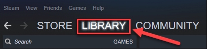 Click on LIBRARY in Steam Application