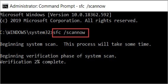 Enter sfc /scannow Command
