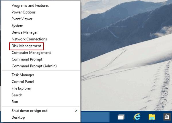 lick on the Disk Management option