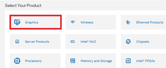 Select Graphics Product for Intel Driver