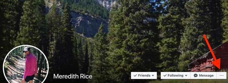 locate the three-dots icon from facebook profile