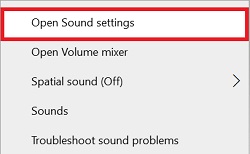 Open Sound Setting