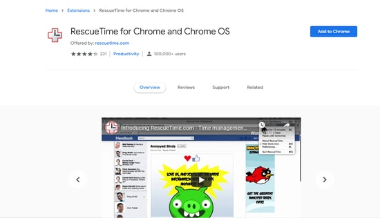 Rescue Time - security extension for chrome browser