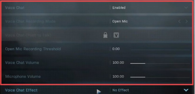 Scroll Down to the Voice Chat category and Set the following options