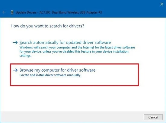 Search automatically for updated Wifi driver software