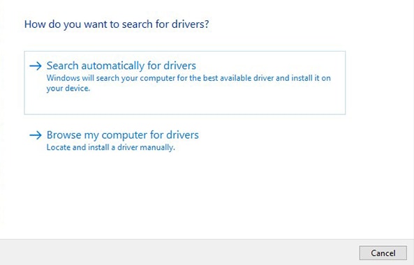 Search Automatically for Drivers option