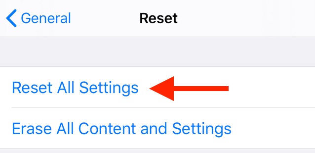 tap Reset All Settings