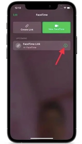 Tap on the ‘i’ icon in FaceTime App