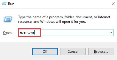 Type eventvwr in Run Utility