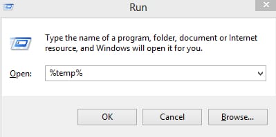 Input %temp% in the run box