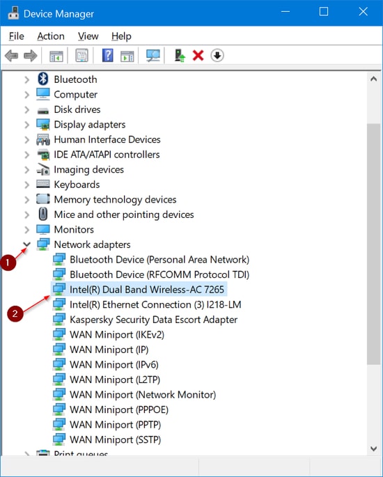 Update Wireless Wifi driver with Device Manager