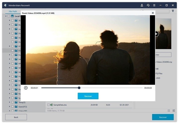 video preview with recoverit software