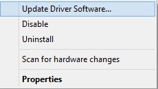 Choose Update Driver Option From The List