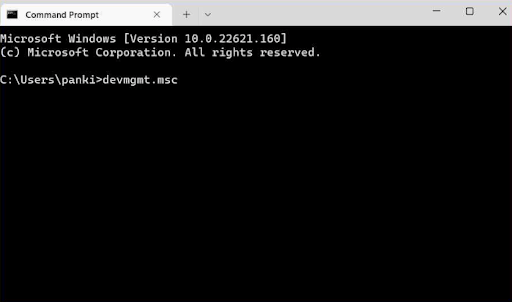 devmgmt.msc in cmd prompt