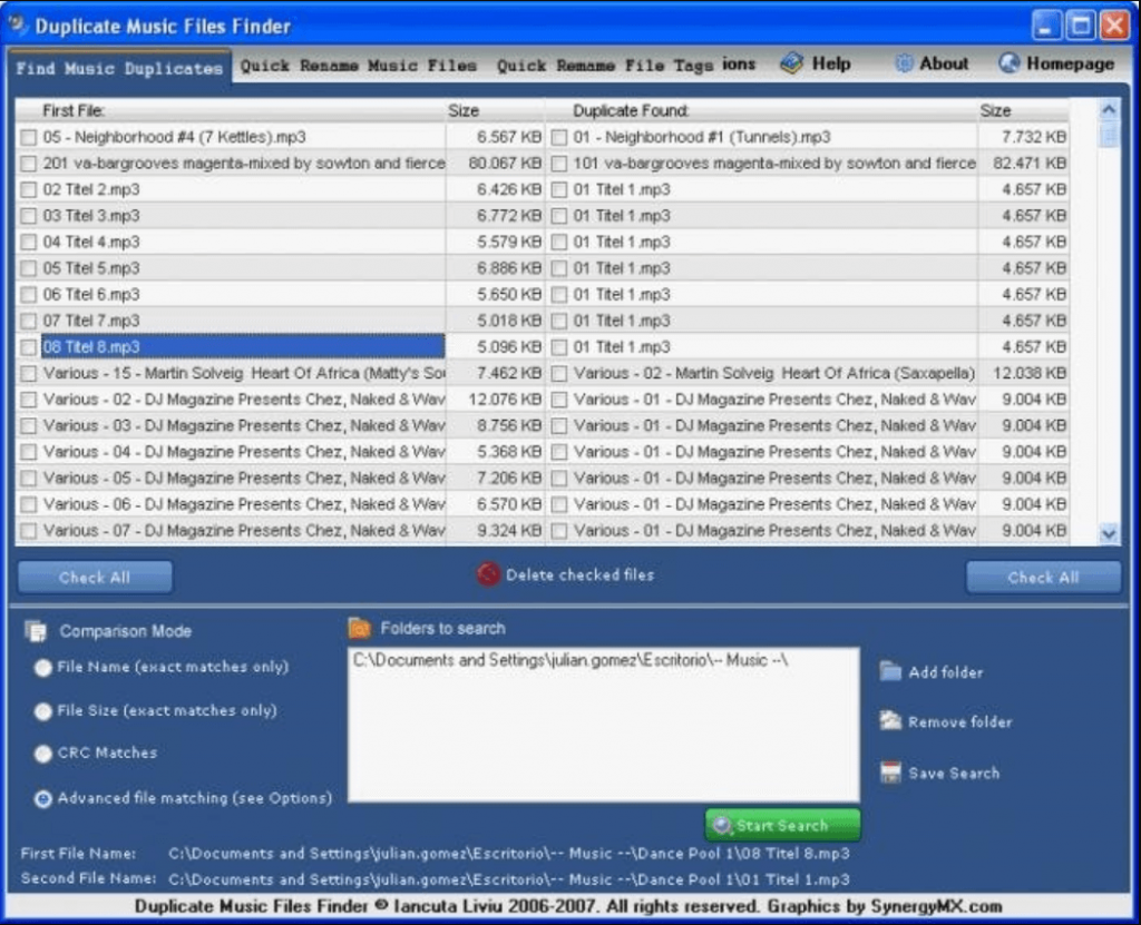 Duplicate Music Files Finder
