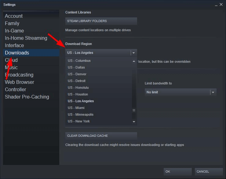 Change Content Servers For Steam Game Download Faster 