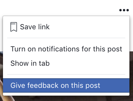 Facebook feedback post window