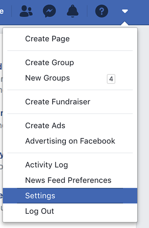 Facebook Setting Menu