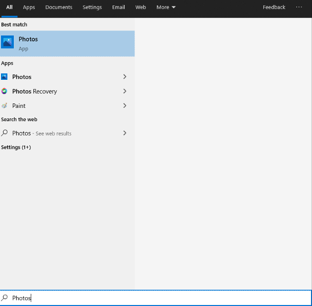 in Windows search Photos