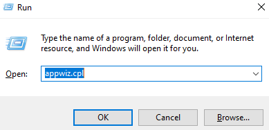 Type appwiz.cpl in the Run dialog box