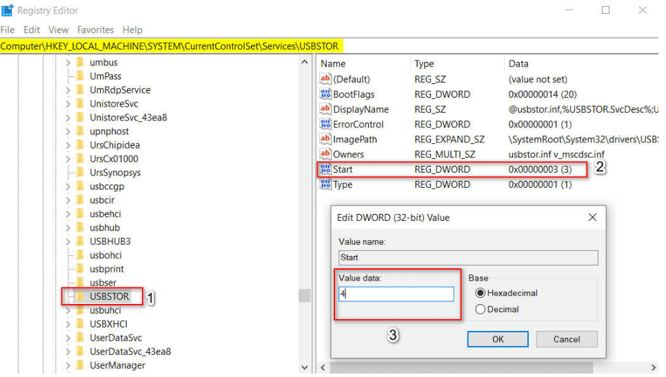 Lock the USB Ports via Registry Entries