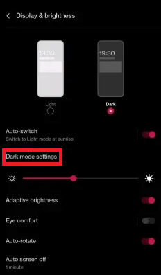 On the Dark Mode Settings