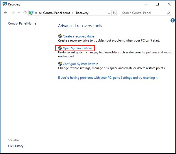 Open System Restore