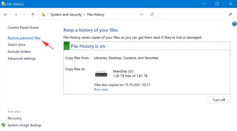 Restore Personal Files