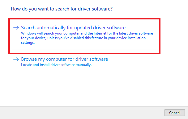 Search Automatically for the Updated Driver Software