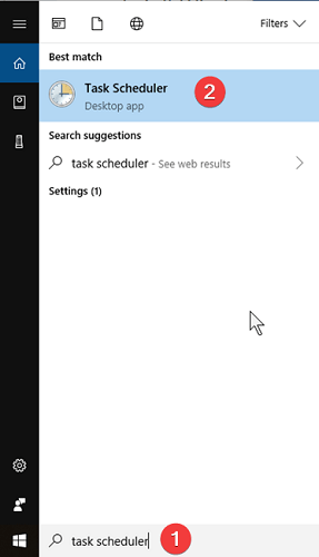 type task scheduler in search box