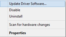 choose the Update Driver Software