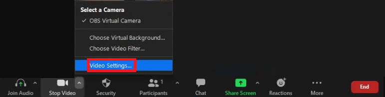 Zoom - Video Settings