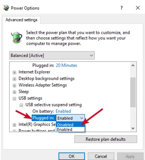 USB Selective Suspend setting